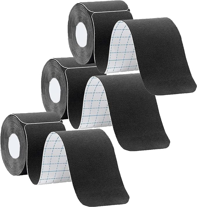 3 Rolls Kinesiology Tape Precut, Athletic Sports Tape Adhesive for Muscles Ankle Neck Knee Shoulder Promotes Recovery and Providing Support, Total 60 Precut Strips(Black)
