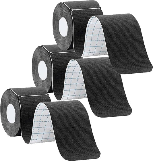 3 Rolls Kinesiology Tape Precut, Athletic Sports Tape Adhesive for Muscles Ankle Neck Knee Shoulder Promotes Recovery and Providing Support, Total 60 Precut Strips(Black)