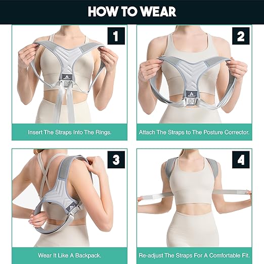 Posture Corrector for Women and Men – Adjustable Upper Back Brace for Shoulder and Back Support – Spine Alignment and Hunch Relief – Breathable, Lightweight – Wear Under or Over Clothes