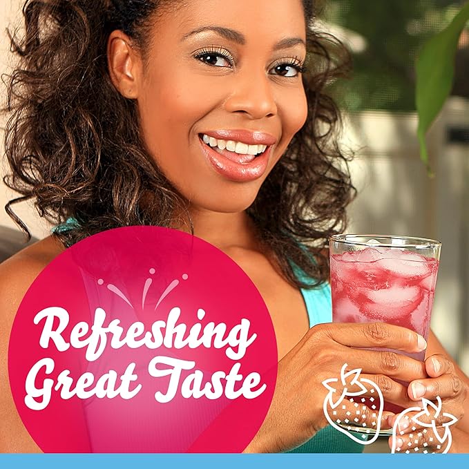 Crystal Light Wild Strawberry Artificially Flavored Powdered Drink Mix with Caffeine, 120 ct Pack, 12 Boxes of 10 On-the-Go-Packets