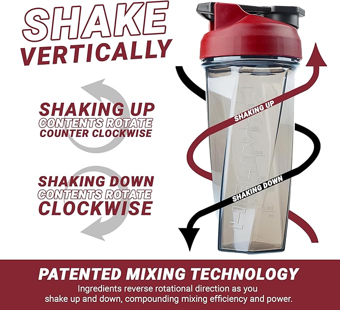HELIMIX 2.0 Vortex Blender Shaker Bottle Holds upto 28oz | No Blending Ball or Whisk | USA Made | Portable Pre Workout Whey Protein Drink Shaker Cup | Mixes Cocktails Smoothies Shakes | Top Rack Safe