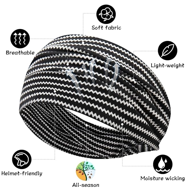 S&N Remille Wide Headbands for Women, Large Hairband, Elastic Non-Slip Headband Twist Knotted Accessories, Yoga Workout Vintage Hair 3 Pack (Colour-3)