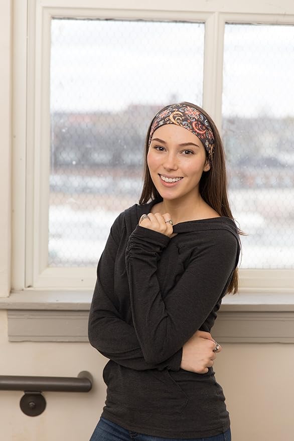 RiptGear Stretch Sport Headband for Women (Dark Unique) — Made of Non-Slip Sweat Wicking Fabric — Great for Yoga, Running or The Gym — Soft Headband That Fits Most Head Sizes — (1-Pack)