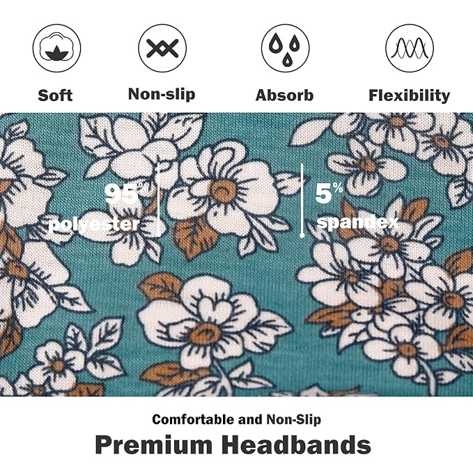 IVARYSS Headbands for Women, Non-Slip, Premium Stretchy Head Bands Hair Accessories,Wear for Yoga, Fashion, Working Out, Travel or Running, 6 Pack, Boho