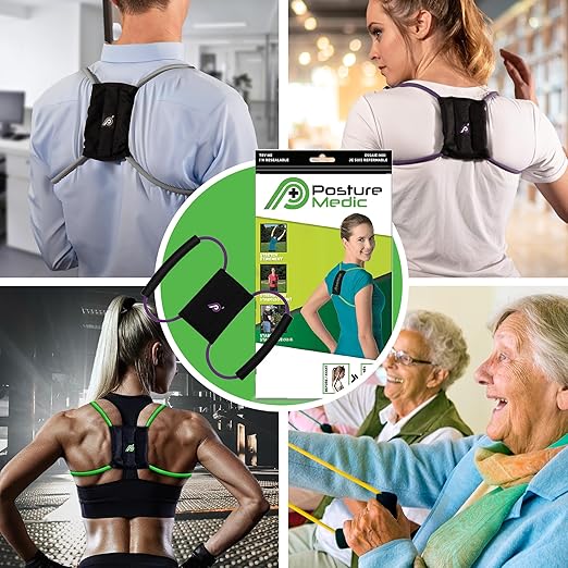 PRIMEKINETIX PostureMedic Dynamic Posture Brace for Neck,Upper and Lower Back Support -For Enhanced Shoulder Alignment &Posture Improvement-SML(Purple)