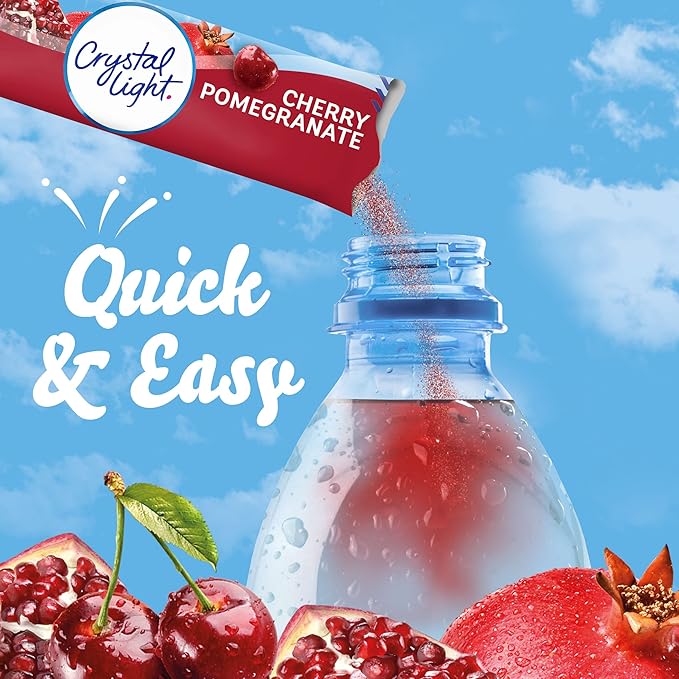 Crystal Light Cherry Pomegranate Naturally Flavored with other natural flavor Powdered Drink Mix, 120 ct Pack, 12 Boxes of 10 On-the-Go-Packets