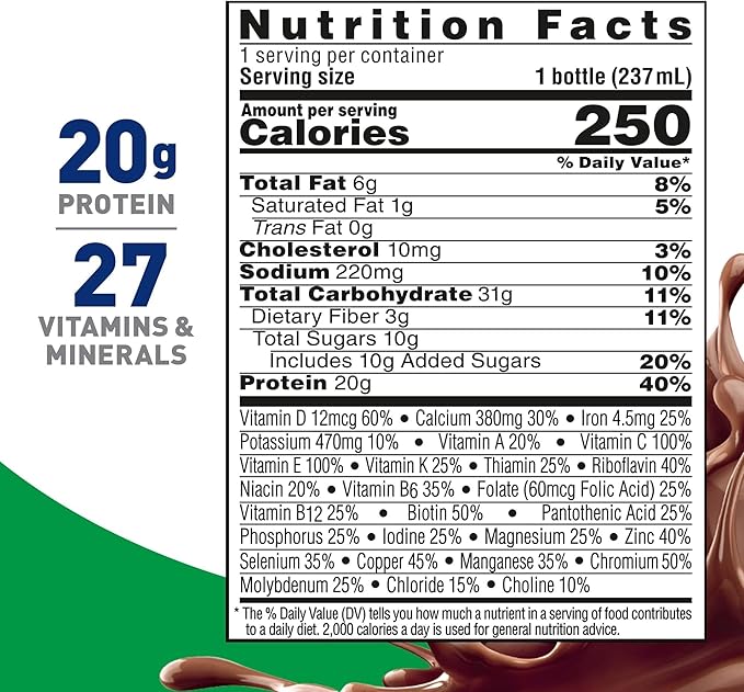 BOOST High Protein with Fiber Ready to Drink Complete Nutritional Drink, Rich Chocolate, 8 fl oz Bottle, 24 Pack