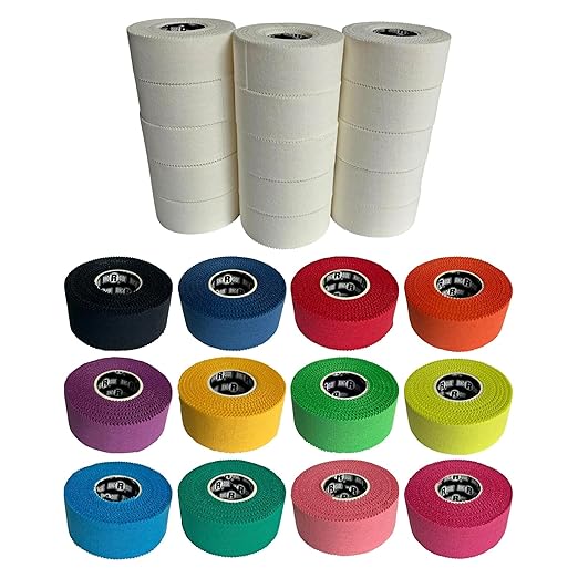 Ringside 1" Athletic Trainers Tape, Cotton Kinesiology Tape for Combat Sports, Adhesive, Athletic Tape for Men and Women, 1" x 30', White, 15 Rolls