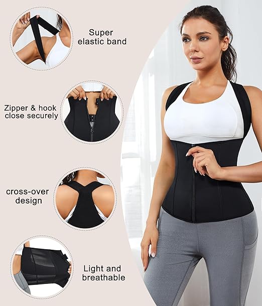 URSEXYLY Women Back Braces Posture Corrector Waist Trainer Vests Tummy Control Body Shapers for Spinal Neck Shoulder and Upper Back Support (XL, Black)