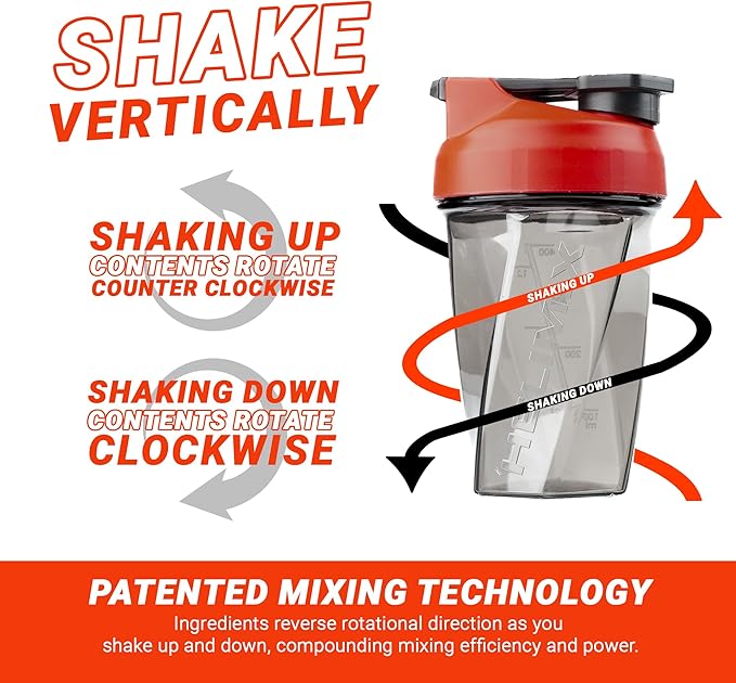 HELIMIX 1.5 Vortex Blender Shaker Bottle Holds Upto 20oz | No Blending Ball or Whisk | USA Made | Portable Pre Workout Whey Protein Drink Shaker Cup | Mixes Cocktails Smoothies Shakes | Top Rack Safe