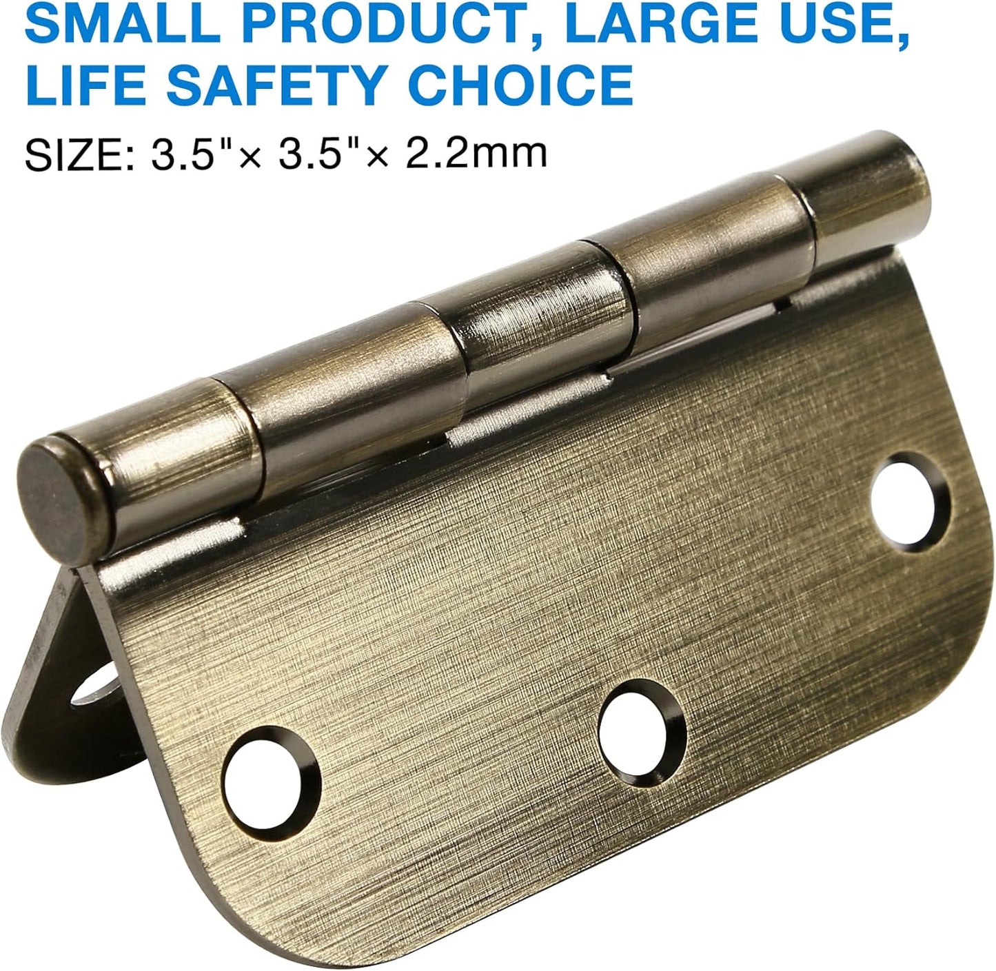 6 Pack Antique Brass Door Hinges 3.5 Inch Black Interior 3 1/2" Rounded 5/8" Radius Standard Residential Bedroom Indoor for Doors 3 ½" Hardware Control House Home Decor Essentials Acessories