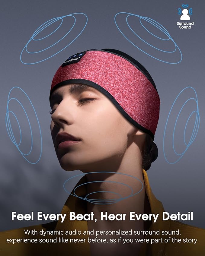 MUSICOZY Sleep Headphones Sleep Mask Bluetooth Headband Wireless Music Headband Headphones Earbuds for Side Sleepers Women Men Workout Running Cool Gadgets