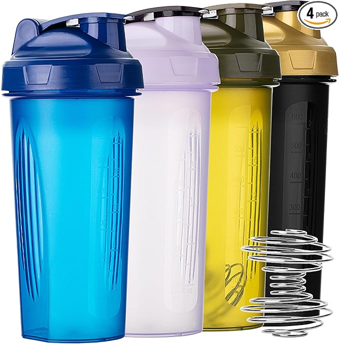 Mr. Pen- Shaker Bottles for Protein Mixes, 28 oz, 4 Pack, Colorful Protein Shaker Bottle with Wire Whisk Ball, Mixer Bottle