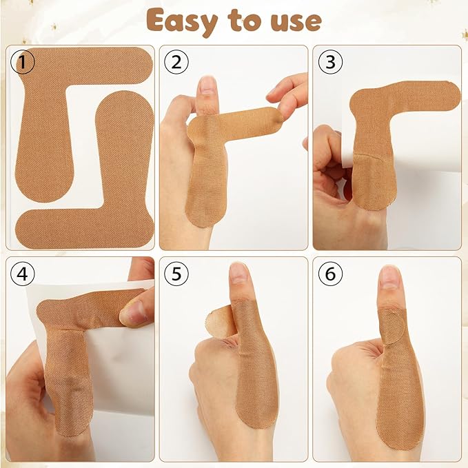 20pcs Precut Thumb Support Tape, Self Adhesive Toe Patches Finger Bandages Supplies for Sport Housework, Elastic Cotton Protecting Strap
