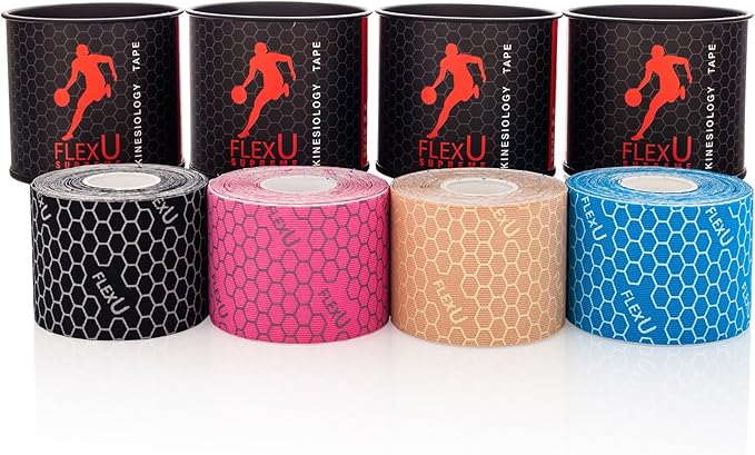 FlexU Kinesiology Tape; Available in Pre-Cut or Continuous Options; Advanced Strength and Flexibility for Enhanced Therapeutic Recovery; Provides Support, Stability, & Pain Relief to Muscles & Joints