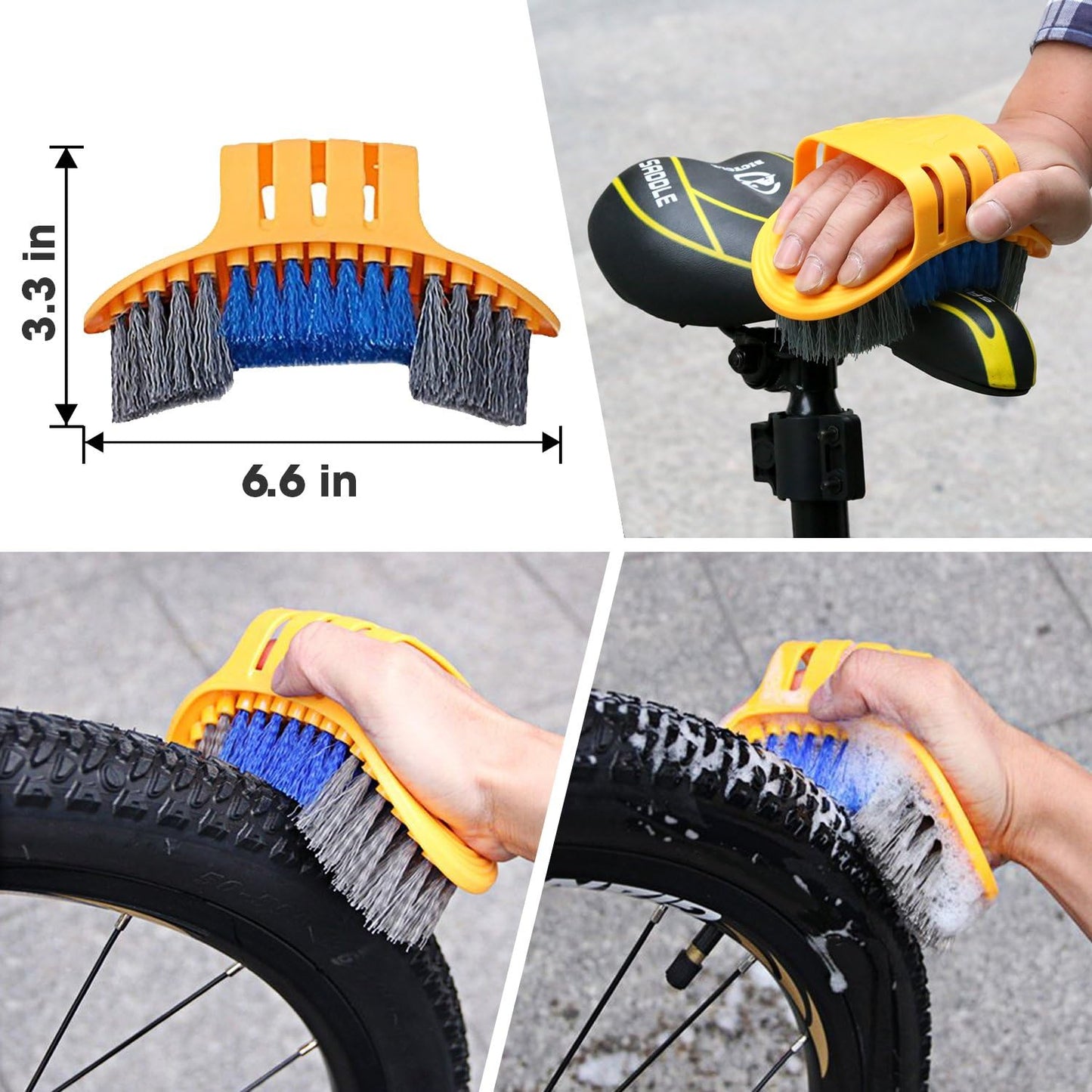 7pcs Bicycle Bike Cleaning Tools Set, Bike Clean Brush Kit Suitable for Mountain, Road, City, Hybrid, BMX and Folding Bike