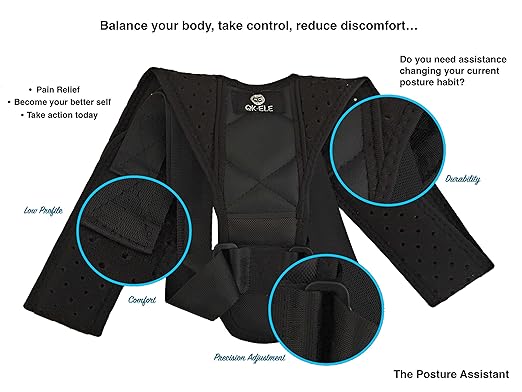 Posture Corrector Support Brace to Improve Bad Posture, Shoulder Alignment, Back Pain Relief for Men and Women (Reg 28 to 41)