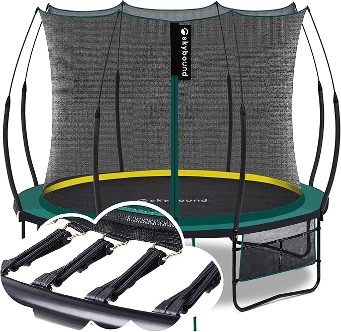 SkyBound 14 FT 12 FT 10FT 8FT 6FT Springless Trampoline for Kids and Adults - Recreational Trampolines with AntiRust Coating - Bungee Cords Outdoor Trampoline for Kids - No-Gap Design Zipper System