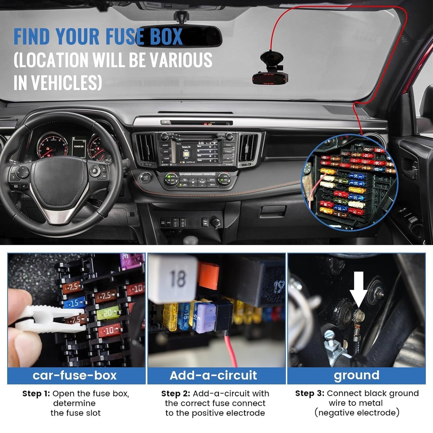 EWAY Radar Detector Hardwire Kit, DC3.5 Direct Wire Wiring Kit for Radar Detectors Power Cord Replacement for Cobra RAD 350 380 450 480i XRS9370 XRS955 XRS5300 XRS7700 Whistler Escort Uniden (13FT)