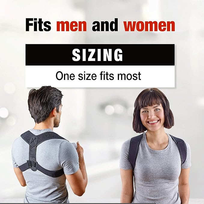 ACE Brand Posture Corrector, Posture Correction, Adjustable, Hook-and-Loop Shoulder Straps Provide Secure Fit, Posture Support Fits Discreetly Under Clothing, One Size Fits Most