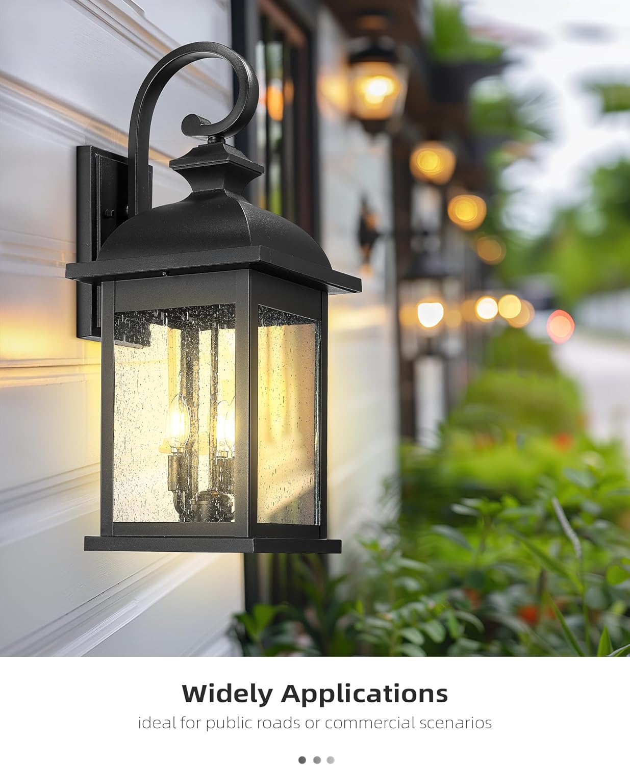 FEMILA 26" Outdoor Wall Light, Large Exterior Wall Light Fixtures, 3 Light Outdoor Wall Lantern Porch Lights for Entryway, Patio, Garage, Doorway, Matte Black Finish, E12 Base, 4FD54B-L BK