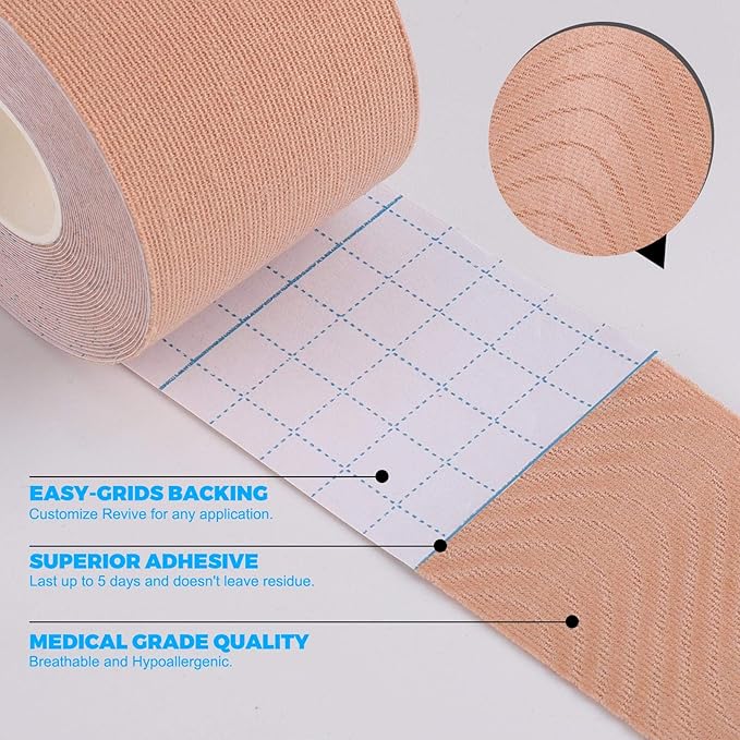 Kinesiology Tape Elastic Kinesiology Therapeutic Tape Athletic Tape Breathable Sports Uncut Tape Therapy Recovery for Knee Pain, Elbow, Shoulder Muscle and Joint Support 2 Inch x 16.5 feet