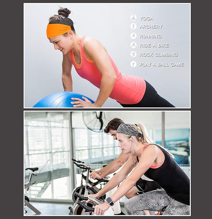 IUGA Adjustable Headbands for Women Non Slip Stretchy Workout Sweatbands for Sports Yoga Fitness Running Hairbands Bike Helmet Friendly Fits All Women & Men