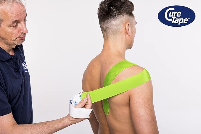 CureTape Sports | Kinesiology Tape for Muscle & Joint Pain | Elastic Therapeutic Tape | Waterproof Athletic Tape | Medical K Tape | 30% Stronger Adhesion | Lime | 2inx16ft | (Pack of 1)