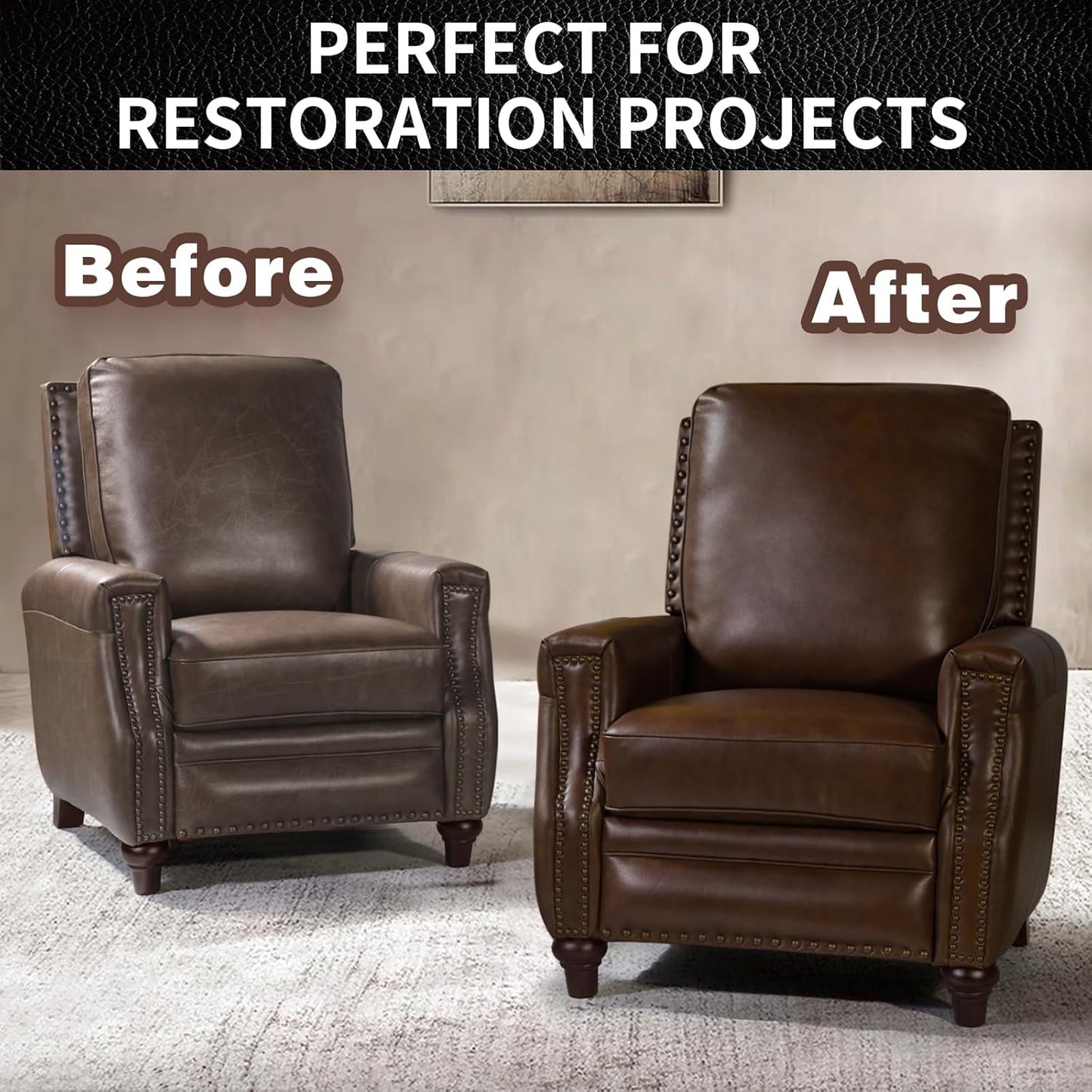 Leather Repair Kit Recoloring Balm Cleaner Conditioner Waterproof Beeswax Oil for Car Seat Furniture Couch Shoe Leather Vinyl(Gray)