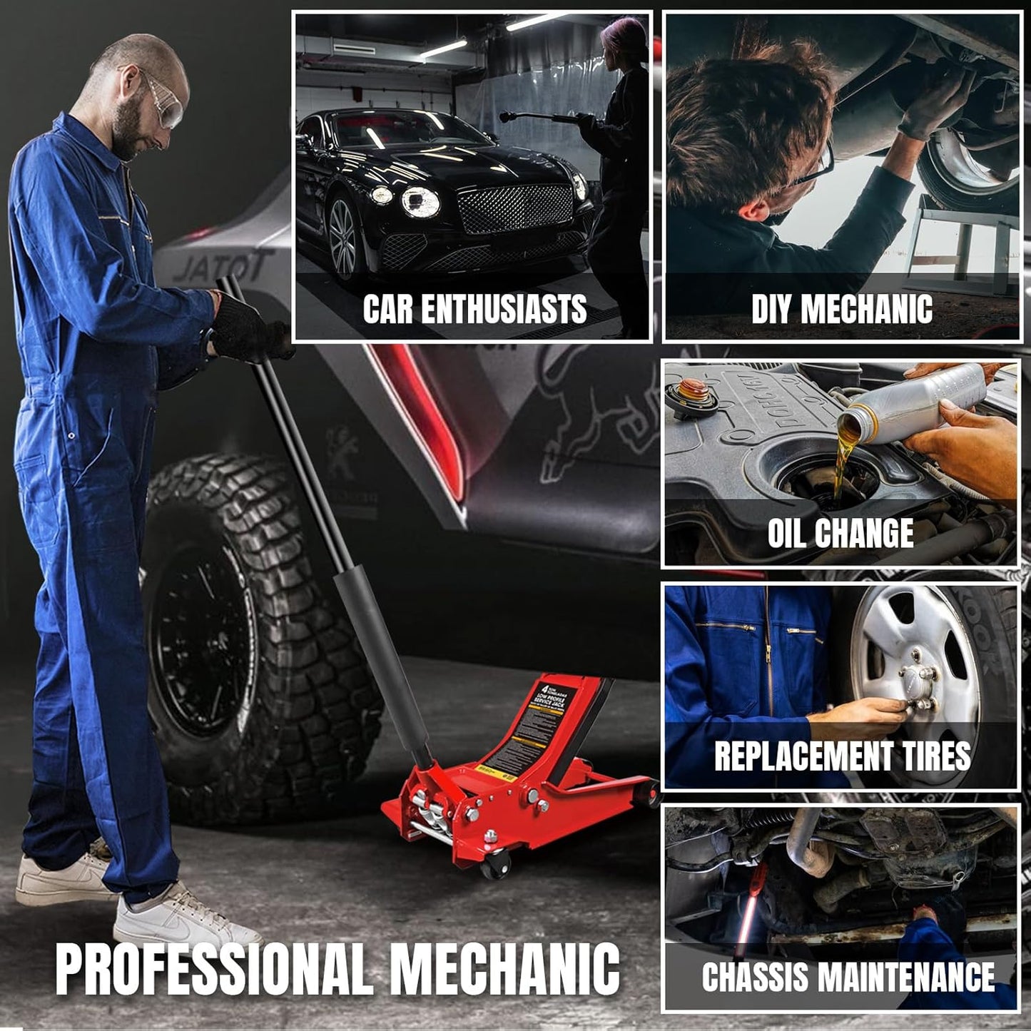 BIG RED Hydraulic Low Profile Service/Floor Jack with Dual Piston Quick Lift Pump, 4 Ton (8,000 lb.) Capacity