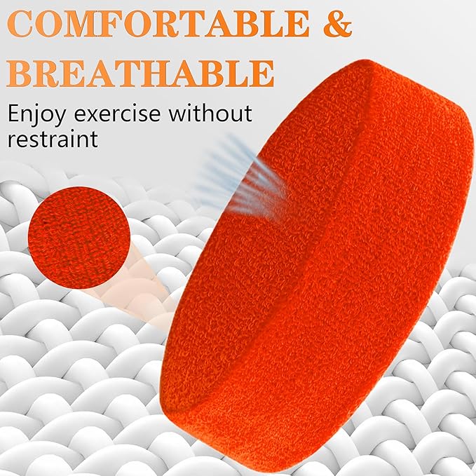 4 Pack Sweatbands Sports Headband for Men and Women, Moisture Wicking Athletic Workout Headband for Running, Tennis, Basketball, Yoga, Gym Stretchy Unisex Sweatband