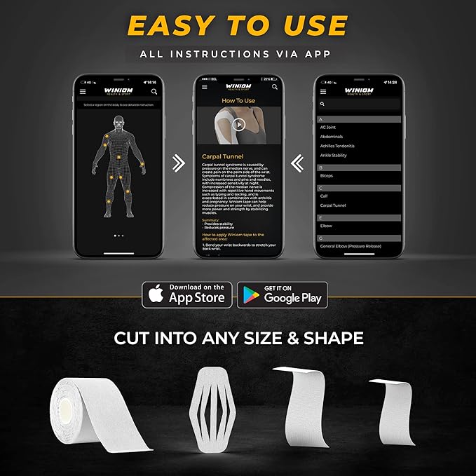 Kinesiology Tape-Incredible Support for Athletic Sports and Recovery + Free Taping Guide-Uncut 2 inch 100 feet Roll (Frosted White + Free Taping Guide, Pack of 1)