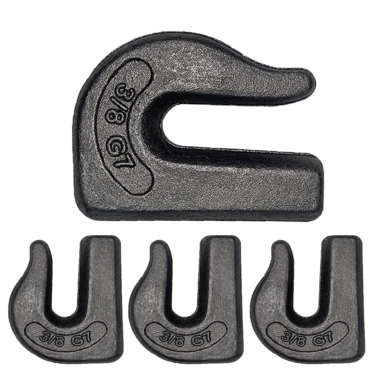 3/8 inch Weld On Grab Hooks, 4PCS Heavy Duty Clevis Grab Hook, G70 Tractor Bucket Hooks Great for Car, Truck, Tractors, Loader Bucket Forklift Trailer
