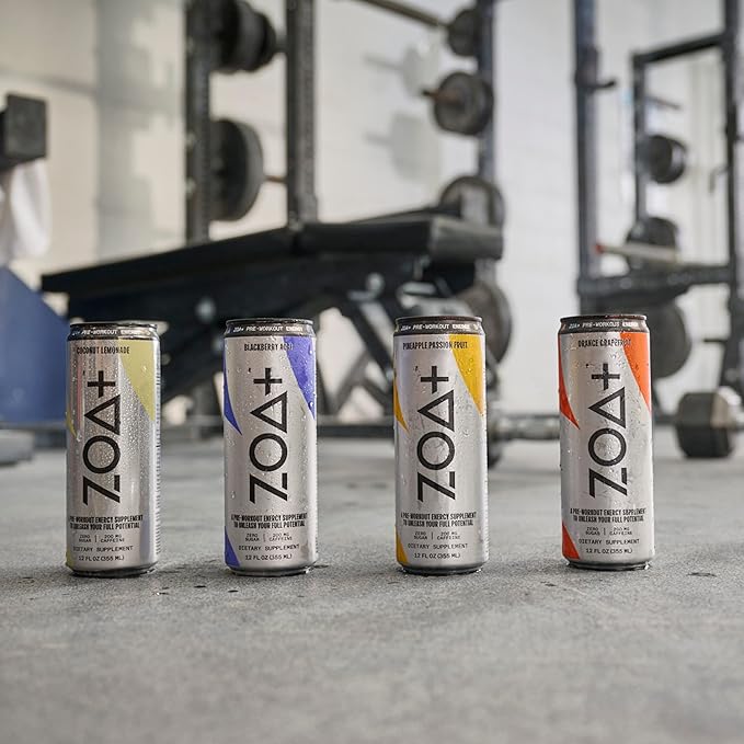 ZOA+ Pre-Workout Energy Drink Supplement - NSF Certified for Sport with Zero Sugar, Nitric Oxide Support, B & D Vitamins, Amino Acids, and Electrolytes (BlackBerry Acai)