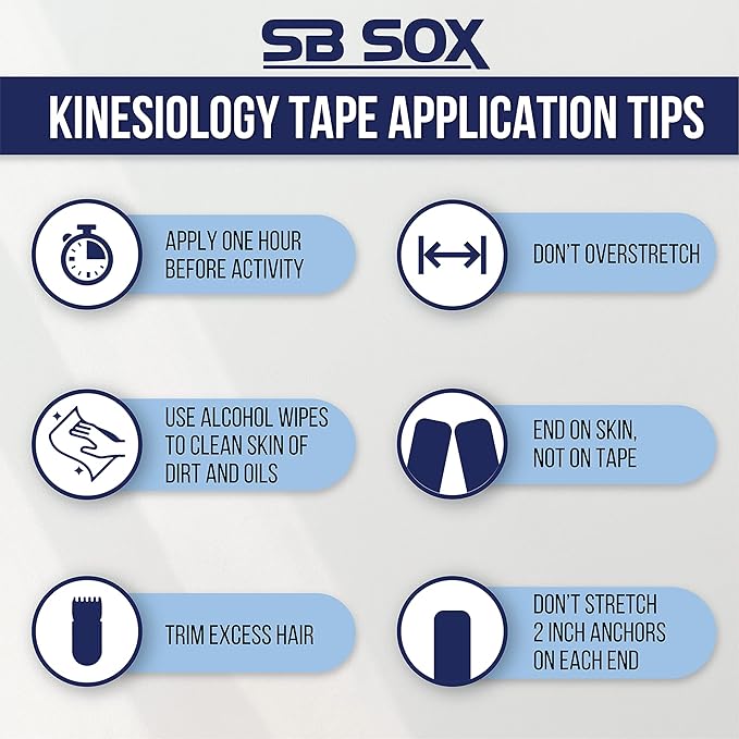 SB SOX Pro Synthetic Kinesiology Tape (Precut & Uncut Options) – Longer Lasting Performance Fabric Option to Our Original Cotton Kinesiology Tape - Also Latex Free, Water Resistant! (Blue - Uncut)