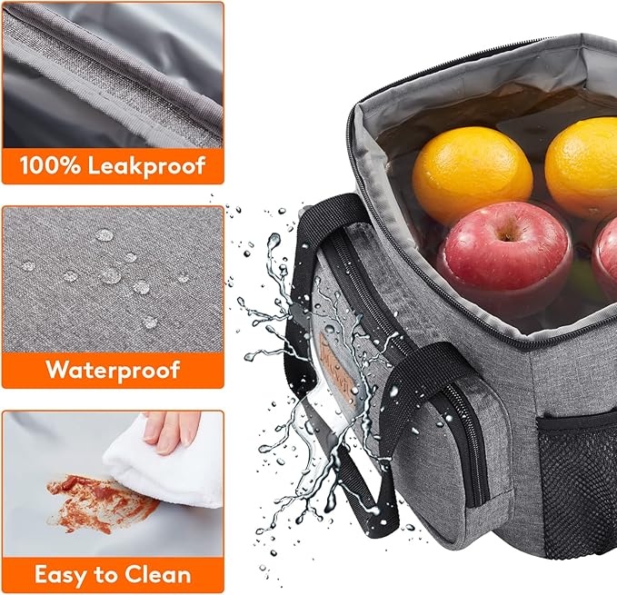 Lifewit Medium Lunch Bag Insulated Lunch Box Soft Cooler Cooling Tote for Adult Men Women, Gray 12-Can (9L)