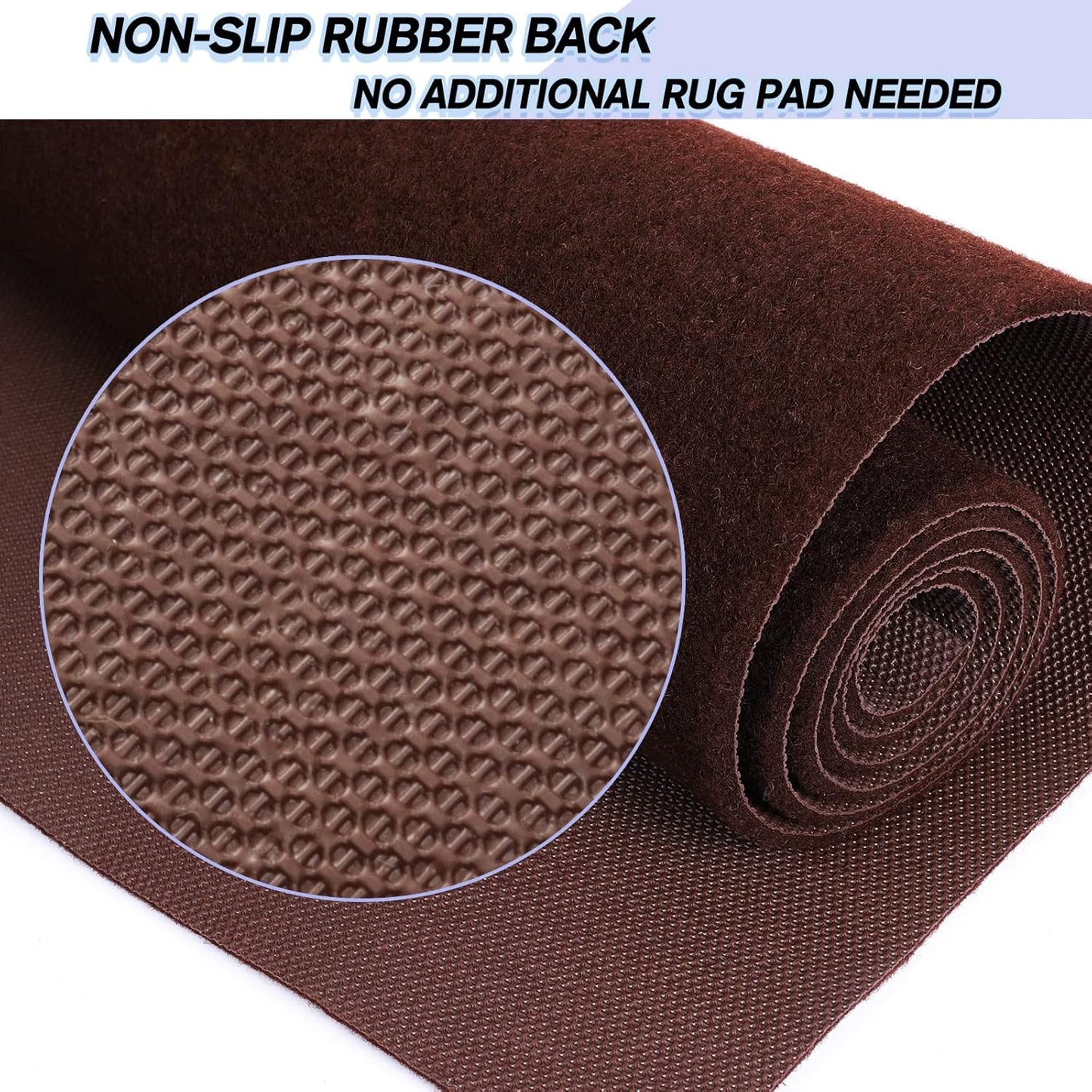 Custom Size Backed Non-Slip Area Rugs Runner, Easy Clean, Waterproof Runner Rugs for Hallway Entryway, Kitchen, Laundry, 2FT x 37FT, Brown