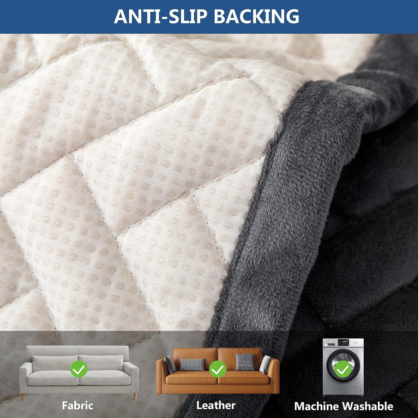 Eismodra Couch Cover,Sectional Couch Covers,Sofa Covers for 3 Cushion Couch,Anti-Slip Sofa Slipcovers for Dogs Cats Kids Loveseat Recliner L Shaped Armrest Backrest,Dark Gray 43''x82''(Only 1 Piece)