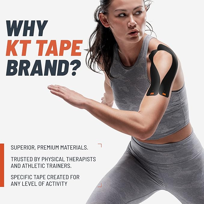 KT Tape, Original Cotton, Elastic Kinesiology Athletic Tape, 150 Precut 10” Strips