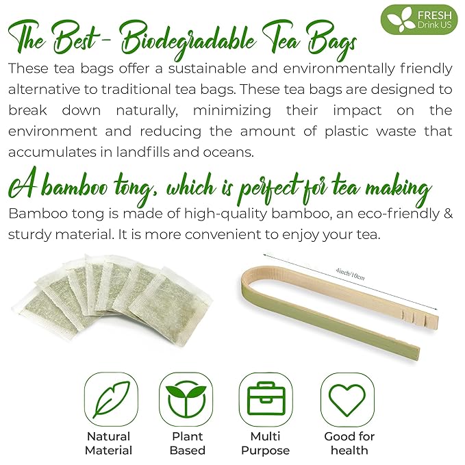 FreshDrinkUS, Premium 15 Soursop Graviola Leaf Tea Bags, 100% Natural & Pure from Soursop Leaves, Hoja Guanabana Herbal Tea. Made with Natural Material Tea Bags. No Sugar, No Caffeine, Vegan.