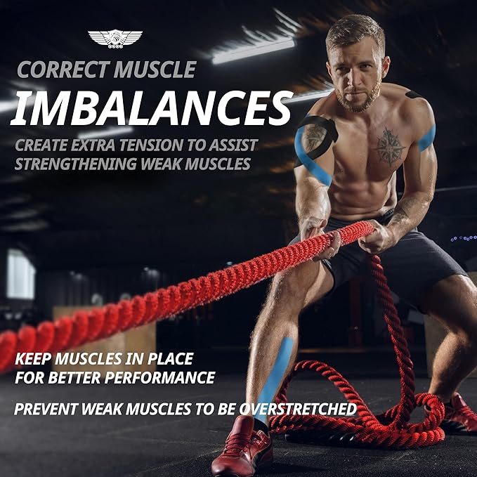 EVERLIT [Single] Pre-Cut Elastic Cotton Kinesiology Therapeutic Athletic Sports Tape, For Pain Relief And Support, 20 Precut 10” Strips (Red)