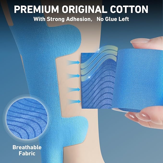 Kinesiology Tape for Achilles Tendon, KTQUICK 12 Count Achilles Tendon Tape Precut, Original Cotton Waterproof & Breathable, Enhance Elastic Kinesiology Athletic Tape for Achilles and Muscle Support