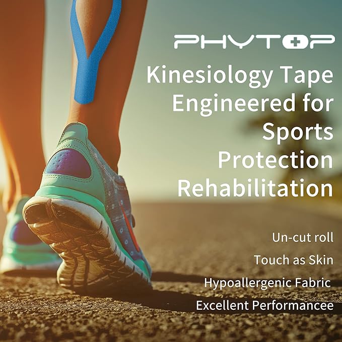 Kinesiology Tape 2" X 16.4', Sports Tape Athletic Kinesiology (2 Rolls Blue) Pain Relief of Muscles & Joint, Recovery Sports Injuries