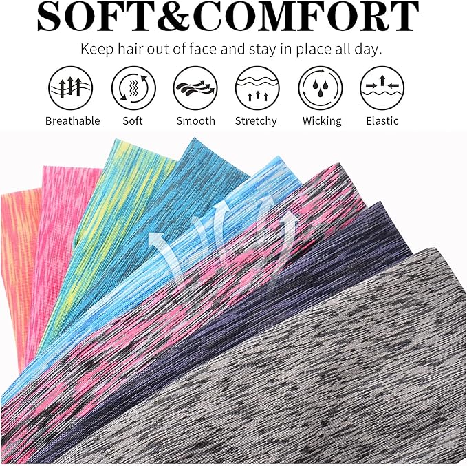 Women's Workout Headbands Non Slip Sport Sweatbands Yoga Hairbands for Travel Fitness Athletic Elastic Moisture Wicking for Girls