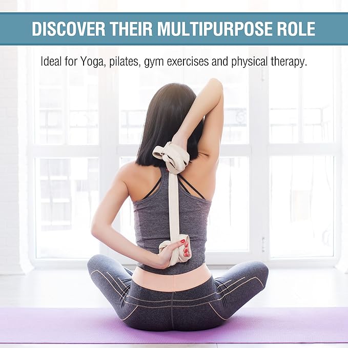 2-PACK or 5-PACK Yoga Exercise Adjustable Straps 8Ft | BONUS eBook | with Durable D-Ring For Pilates & Gym Workouts | Hold Poses, Stretch, Improve Flexibility & Maintain Balance