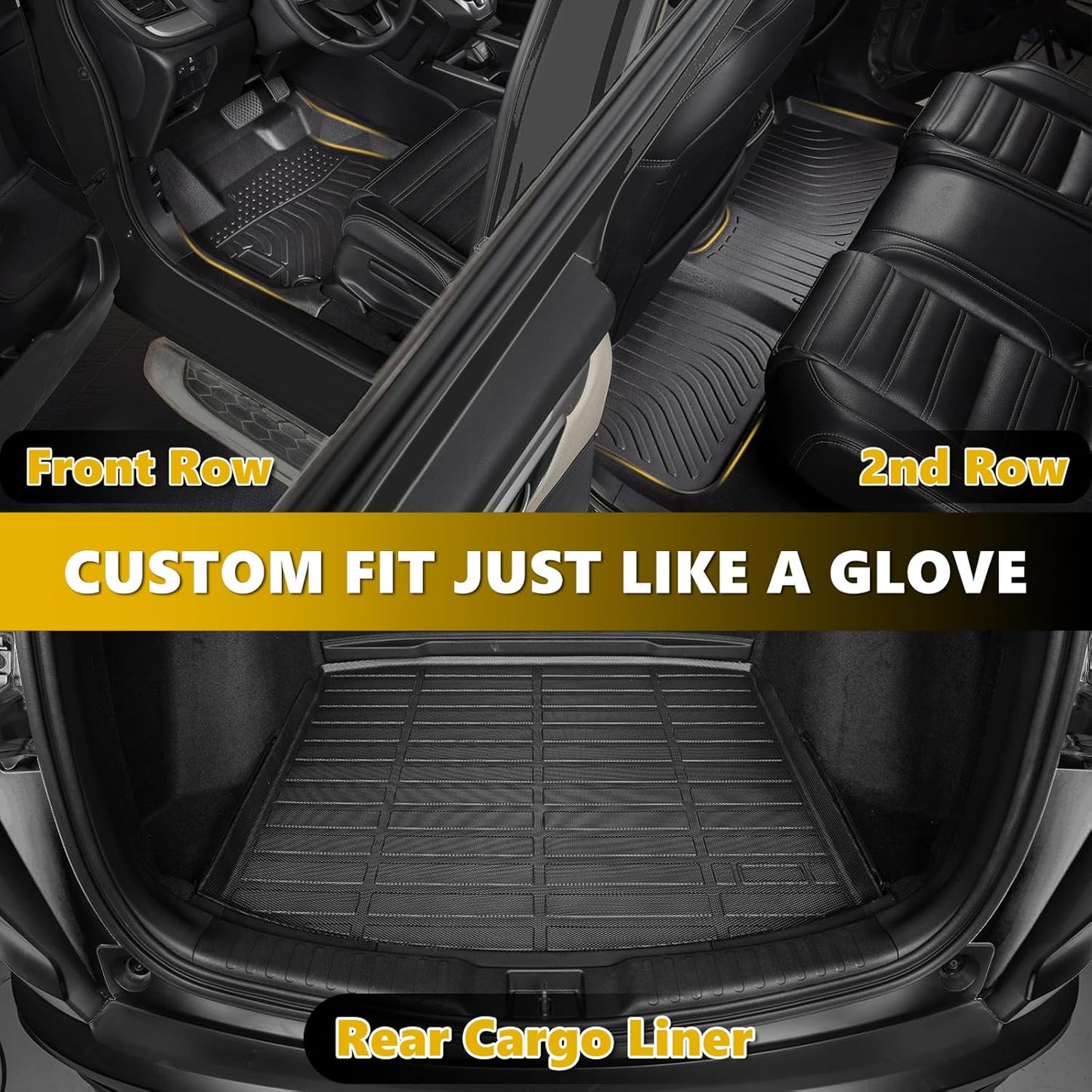 GINOWY-Floor Mats & Cargo Liner for Volvo XC60 2010-2017, All Weather Car Floor Mats Cargo Liner TPE Rubber Liners Trunk Mat for Volvo XC60 Accessories