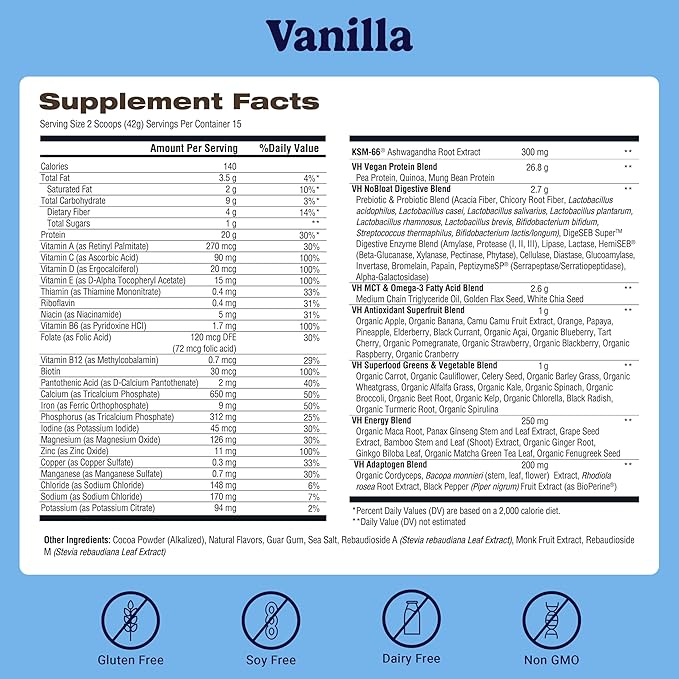 VitaHustle ONE Meal Replacement Shake - Plant Based Protein Powder by Kevin Hart - Vegan, Meal Replacement Powder with Superfoods, Vitamins, Adaptogens & Probiotics - Cookies and Cream Flavor, 15 Servings