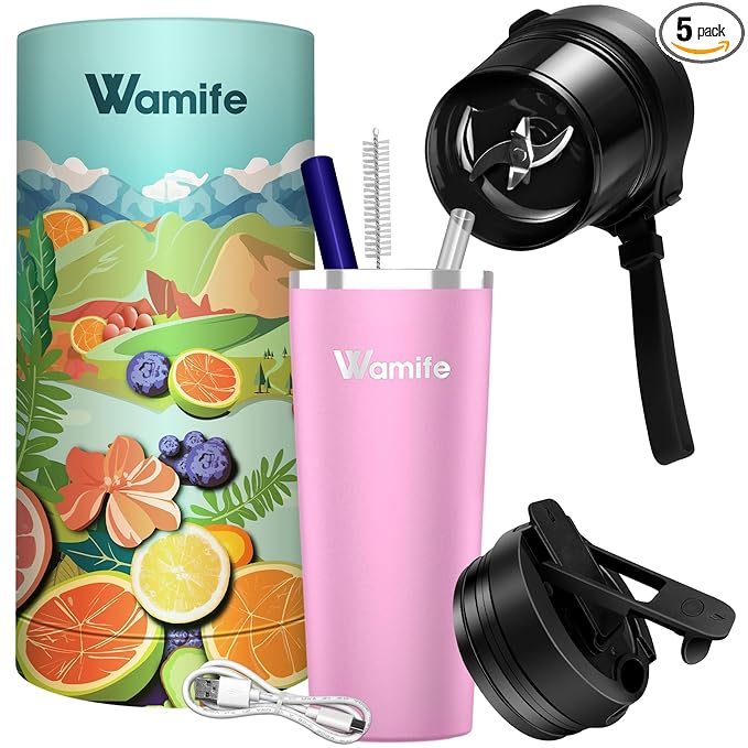 Wamife Portable Blender 16oz personal blender-Portable Blender for Shakes and Smoothies,USB-C Rechargeable,Durable Stainless Steel Blades for Powerful Blending Performance,for office gym - Boss Lady