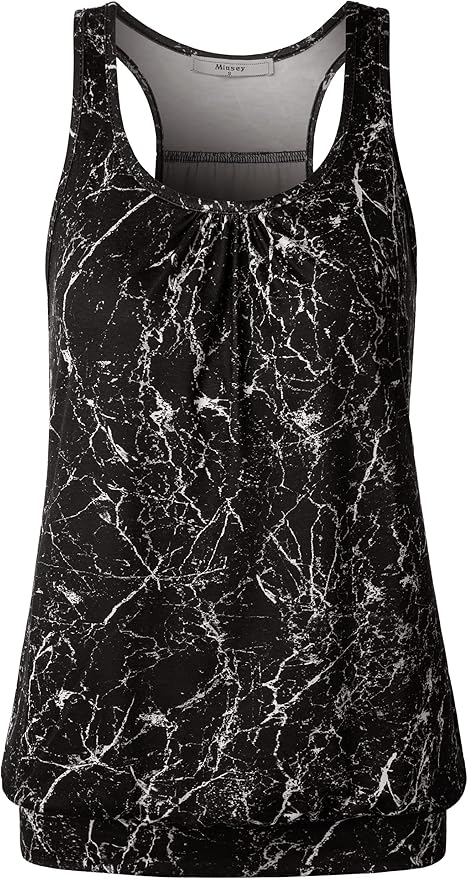 Miusey Womens Sleeveless Round Neck Loose Fit Racerback Yoga Tank Top
