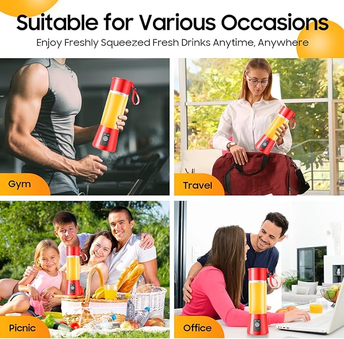 Portable Personal Size Mini Blender - 2025 Upgraded Cordless Blender for Smoothies & Shakes, Type-C Rechargeable, 380Ml Traveling BAP Free Juicer Cup for Sports/Travel/Home, 20000Rpm/Min Speed